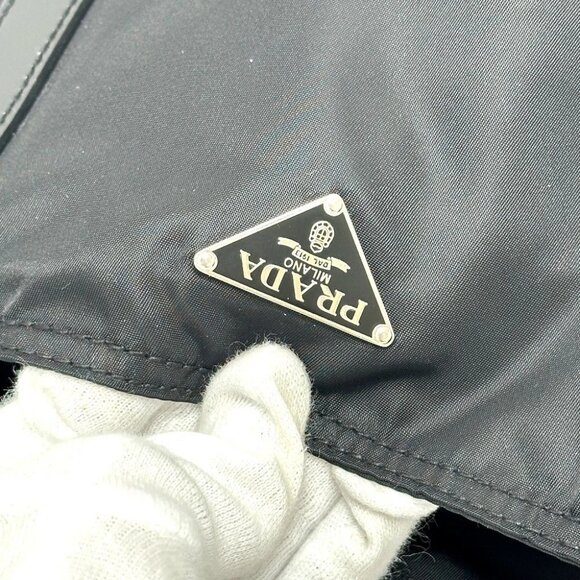 PRADA Triangular plate bag shawl Tote Bag Nylon Black - Picture 7 of 15